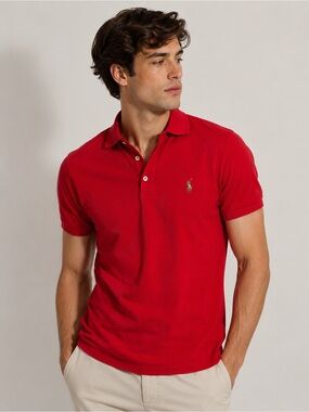 Ralph Lauren Men's Red Short-Sleeve Polo with Embroidered Pony